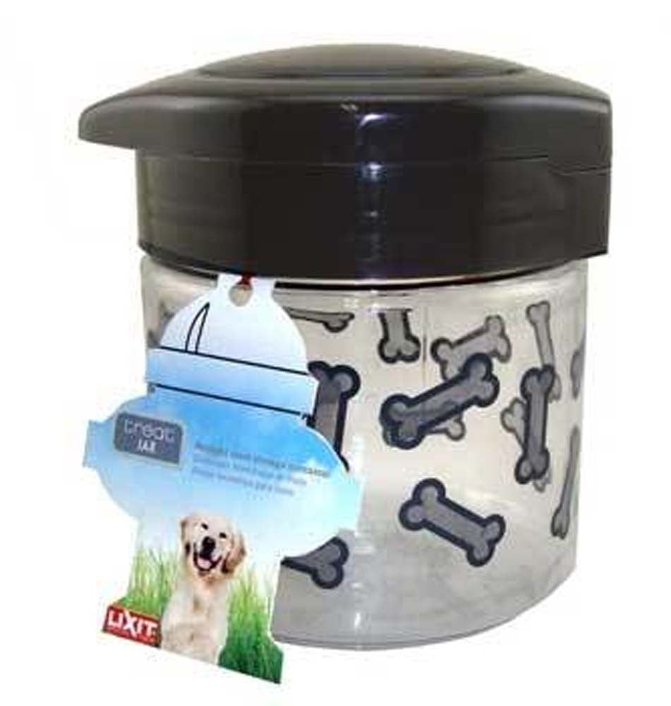 Lixit Dog Treat Jar Container Grey/Clear MD
