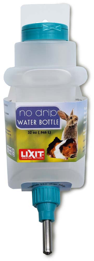 Lixit No Drip Top Fill Water Bottle Rabbit and Guinea Pig White, Clear 32 Ounces