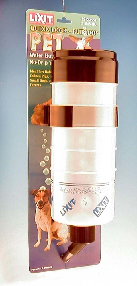 Lixit Opaque Quick Lock Flip Top Water Bottle with Valve for Small Animals White, Purple