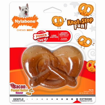 Nylabone Power Chew Pretzel Dog Chew Toy Bacon & Peanut Butter Small (1 ct) 018214850724