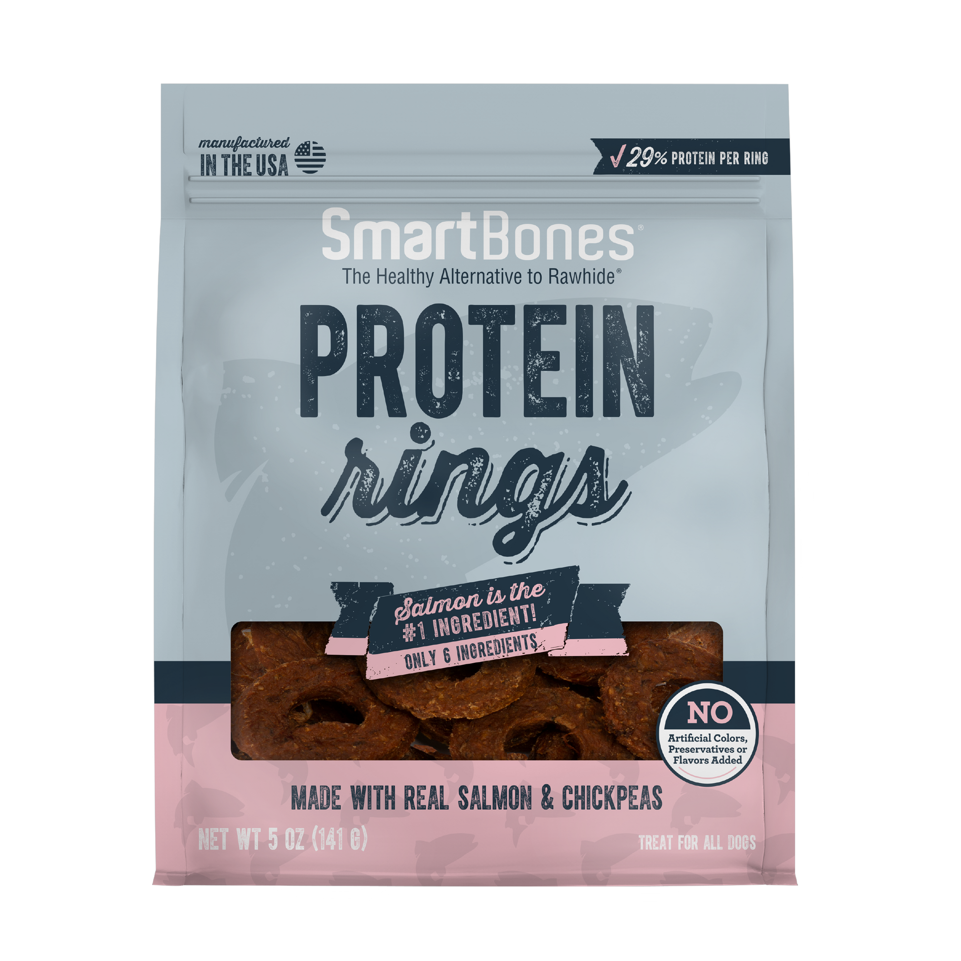 SmartBones Protein Rings Dog Treat Salmon & Chickpea 5 oz 892383005495