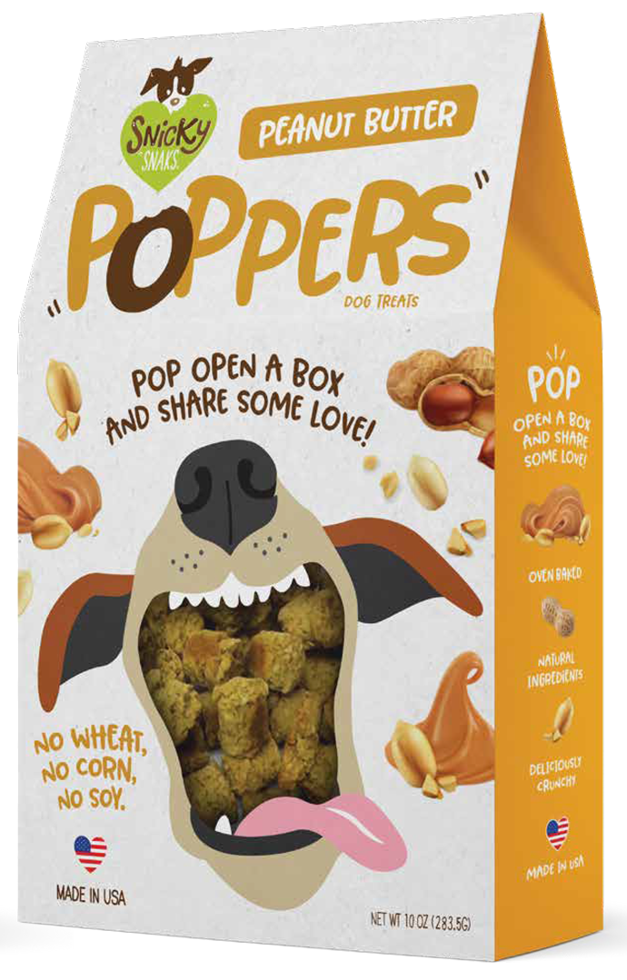 Snicky Snak Poppers Dog Treat Peanut Butter 10 oz 853994001924