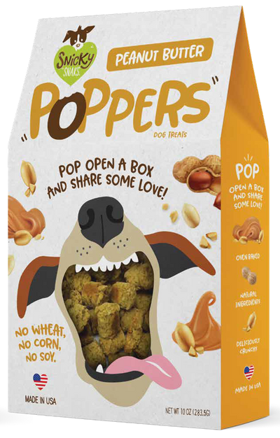Snicky Snak Poppers Dog Treat Peanut Butter 10 oz 853994001924