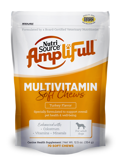 NutriSource AmpliFull Multivitamin Soft Chews Dogs Supplement Turkey 70 ct 073893860037