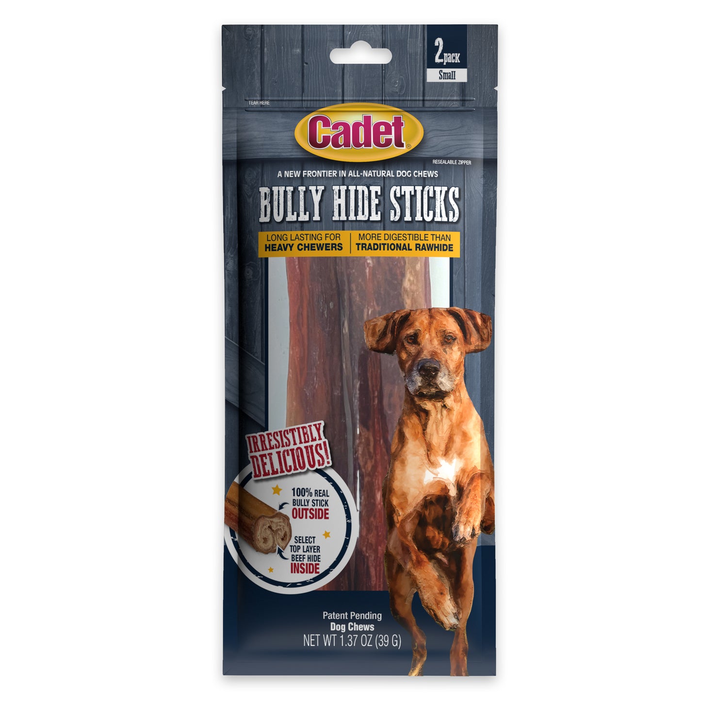 Cadet Bully Hide Sticks All-Natural Dog Chews Bully Stick Small (2 ct) 768303705564