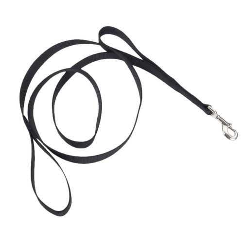 Loops 2 Double Handle Nylon Dog Leash Black 1 in x 6 ft