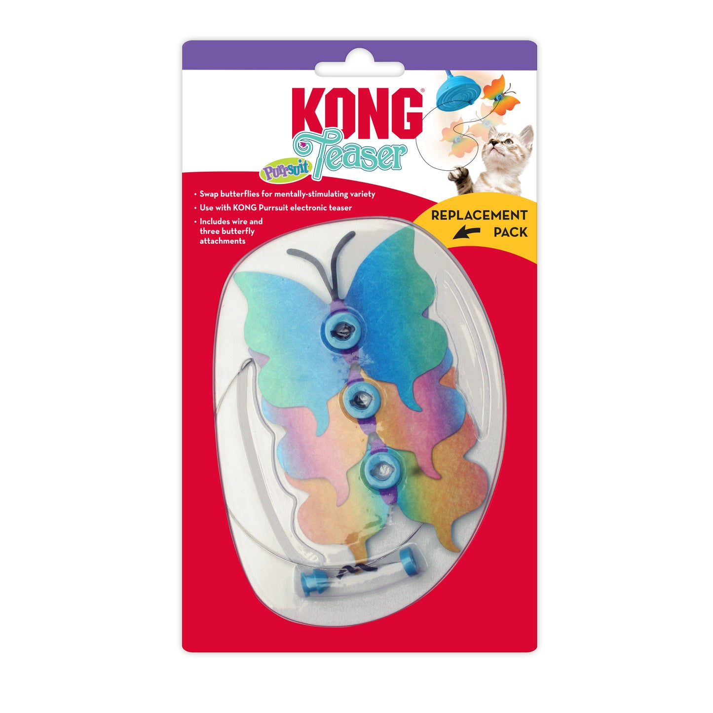 KONG Teaser Purrsuit Butterfly Replacement Pack Cat Toy 035585460062