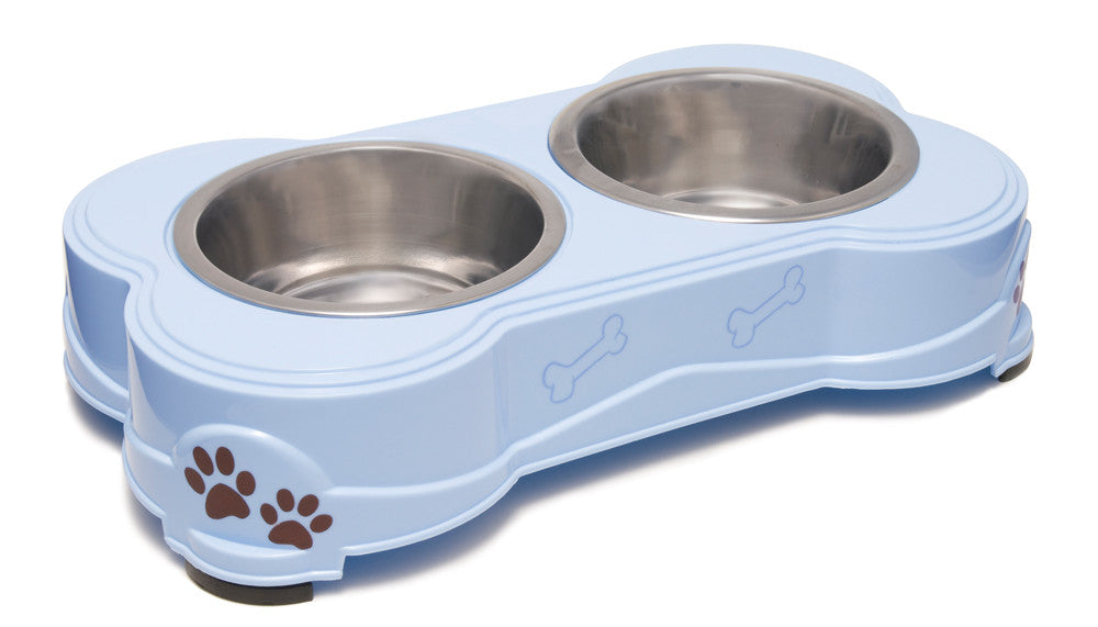 Loving Pets Double Diner Dog Bowl Murano Blue MD