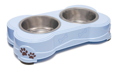 Loving Pets Double Diner Dog Bowl Murano Blue MD