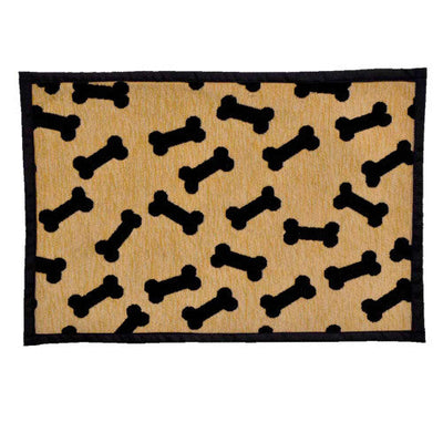 Loving Pets Fashion Dog Mat Dancing Bone Tan Black