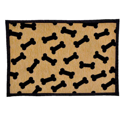 Loving Pets Fashion Dog Mat Dancing Bone Tan, Black