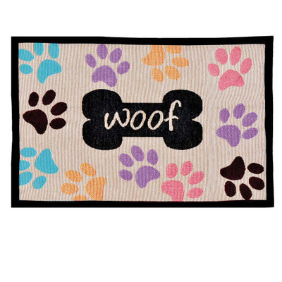 Loving Pets Fashion Mat Woof with Multi Paws Multi - Color - Dog