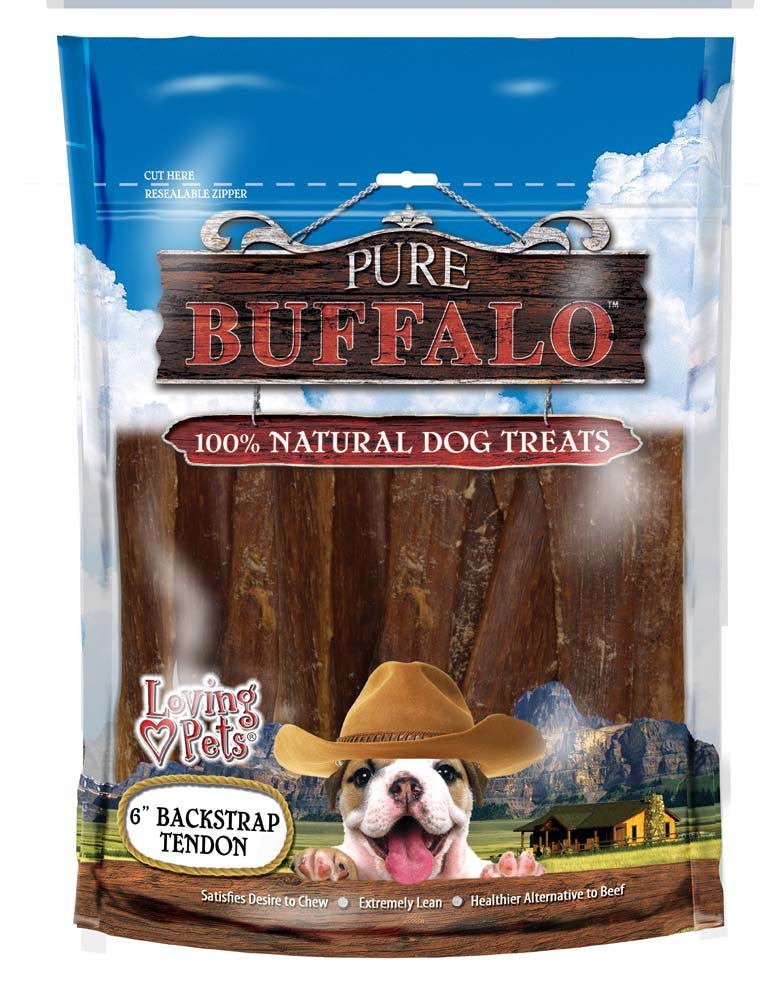 Loving Pets Pure Buffalo Backstrap Tendon Dog Treat 20pk 4-6in
