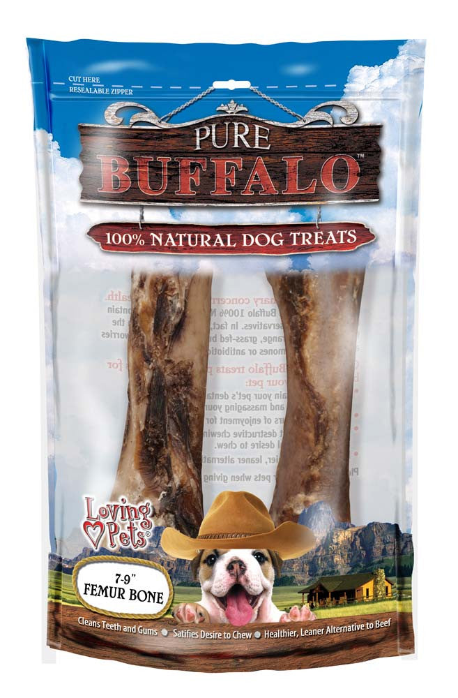 Loving Pets Pure Buffalo Femur Bones Dog Treat 2pk 7-9in