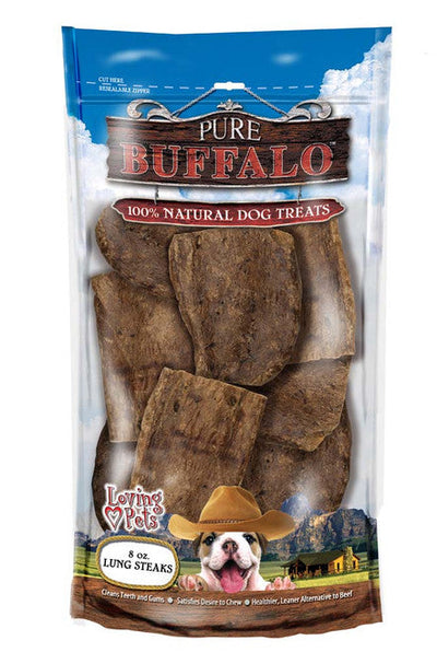 Loving Pets Pure Buffalo Lung Steaks Dog Treat 8oz
