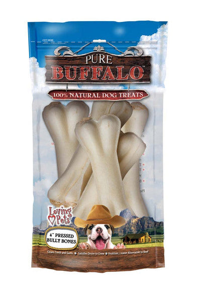 Loving Pets Pure Buffalo Pressed Bully Bones Dog Treat 5pk 4in