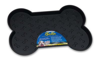 Loving Pets Spill-Proof Bone Shaped Dog Mat Black LG