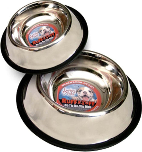 Loving Pets Traditional No - Tip Stainless Steel Dog Bowl Silver 16 Ounces
