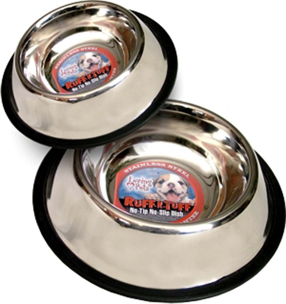 Loving Pets Traditional No-Tip Stainless Steel Dog Bowl Silver 24 Ounces
