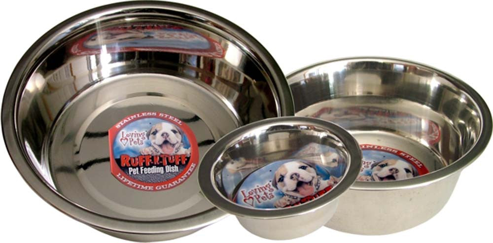 Loving Pets Traditional Stainless Steel Dog Bowl Silver 3 Quarts