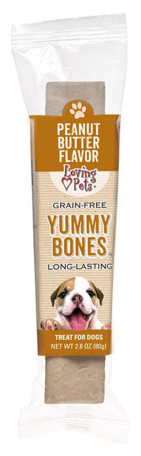 Loving Pets Yummy Bone Flavor Filled Dog Treat Peanut Butter 2.8oz