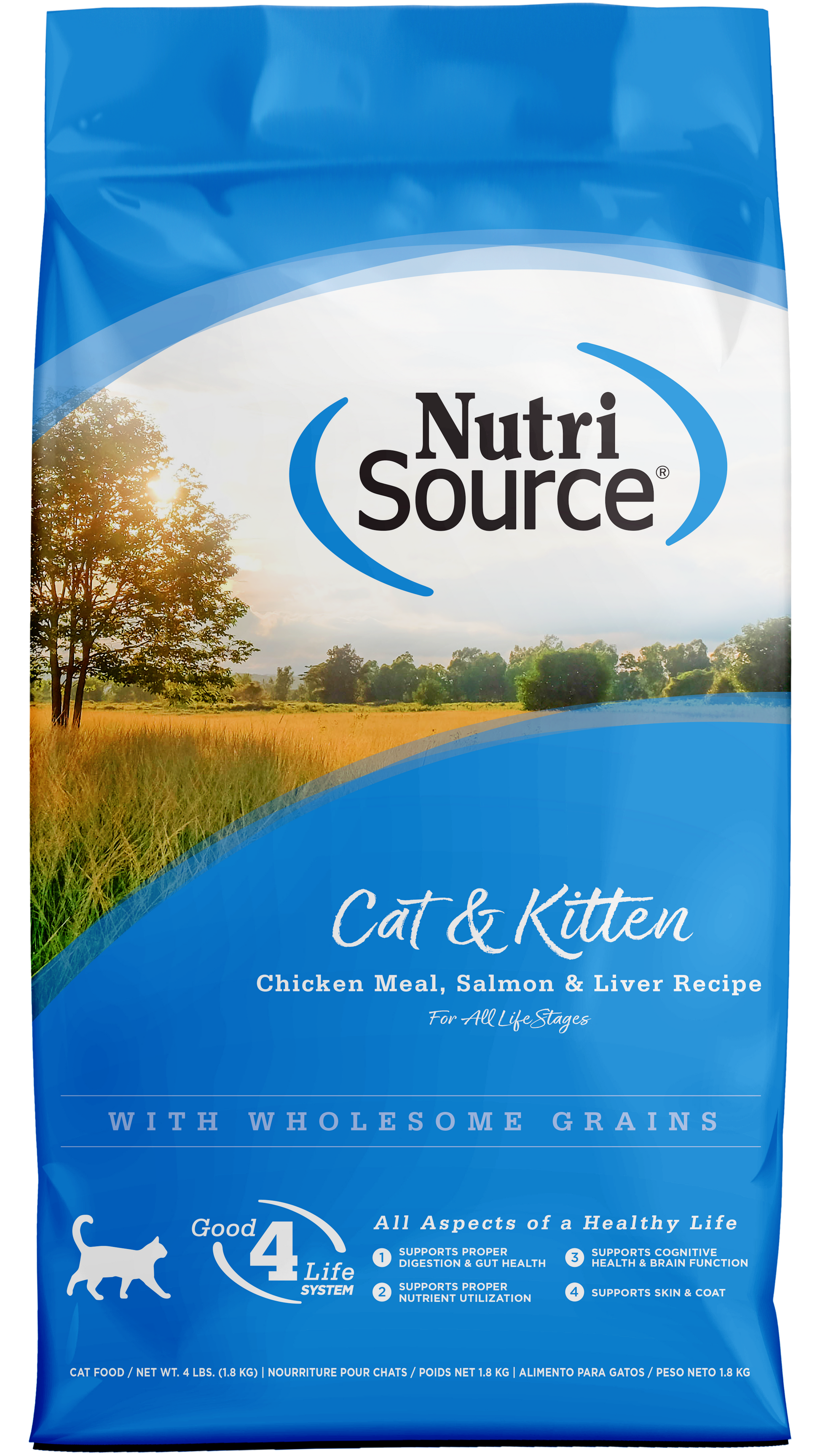 NutriSource Cat & Kitten All Life Stages Dry Cat Food Chicken Meal, Salmon & Liver 4 lb 073893280125