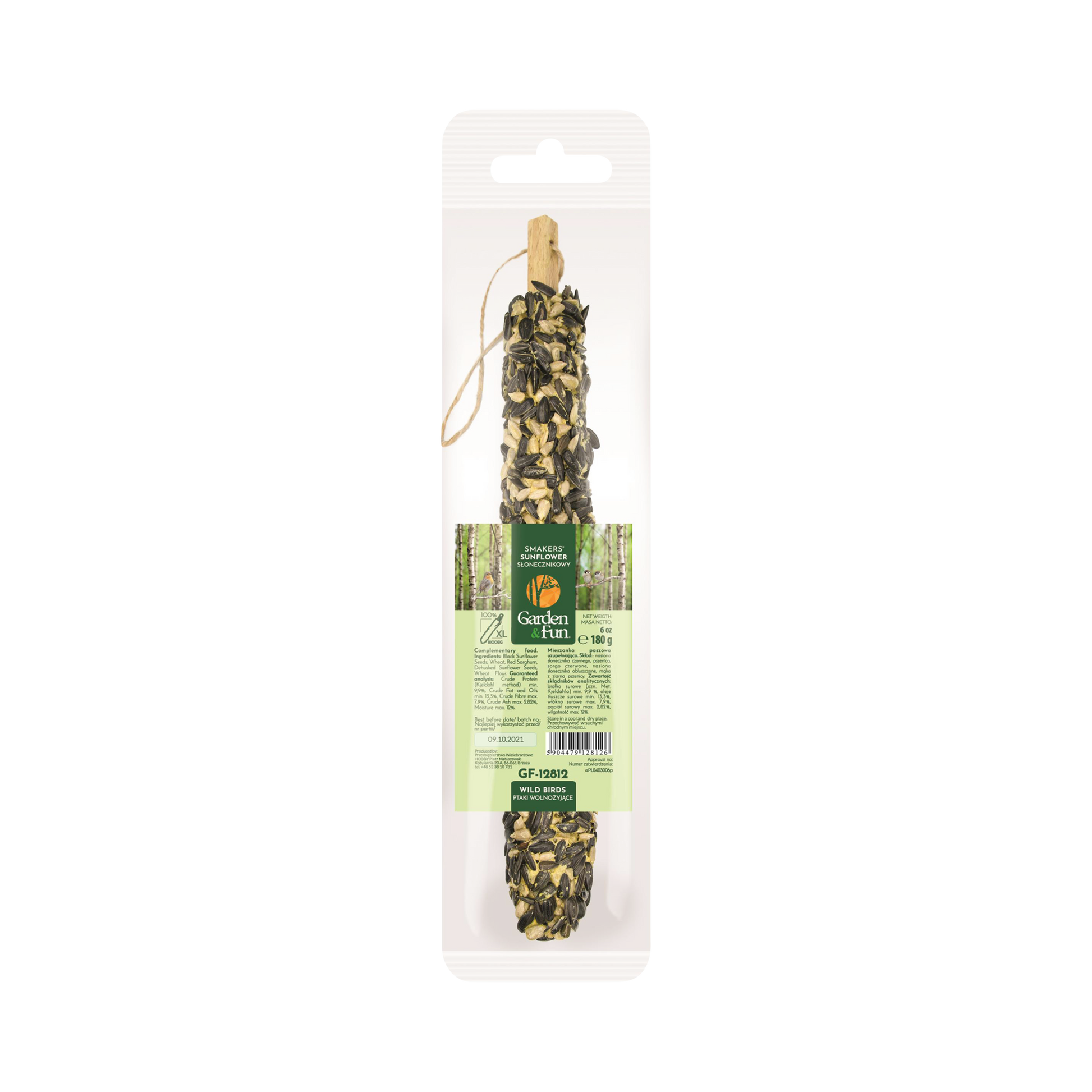 A & E Cages Smakers Garden & Fun Sunflower Food Stick for Wild Birds 10ea/X-Large, 6 oz 644472003482