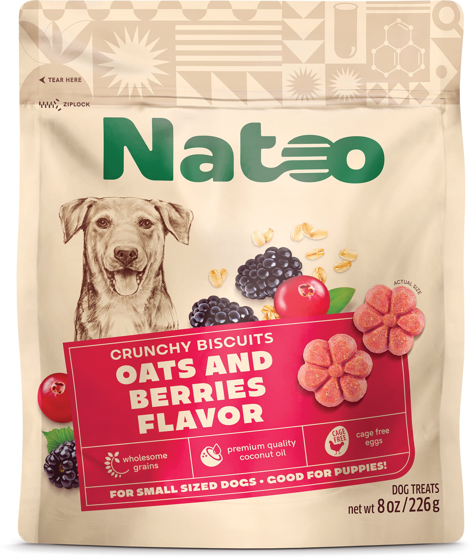 Natoo Crunchy Dog Biscuits Oats & Berries 8 oz 850039634000