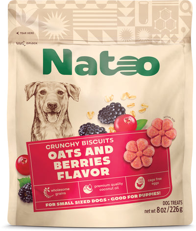 Natoo Crunchy Dog Biscuits Oats & Berries 8 oz 850039634000