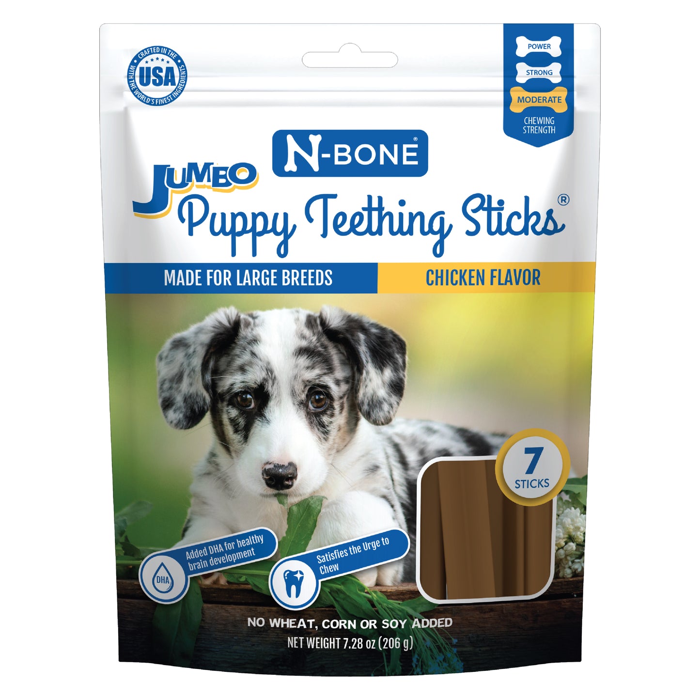 N-Bone Jumbo Teething Sticks for Large Breed Puppies Chicken 7.28 Oz|7 pk 657546800535