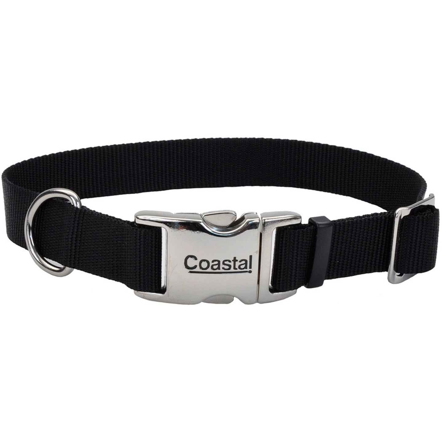 Coastal Adjustable Nylon Dog Collar with Titan Metal Buckle Black 1 In X 14-20 in 076484619809