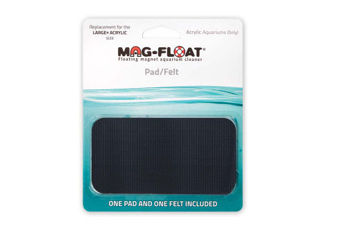 Mag - Float Replacement Pad/Felt Floating Magnet Cleaner for Acrylic Aquariums Black LG + - Aquarium