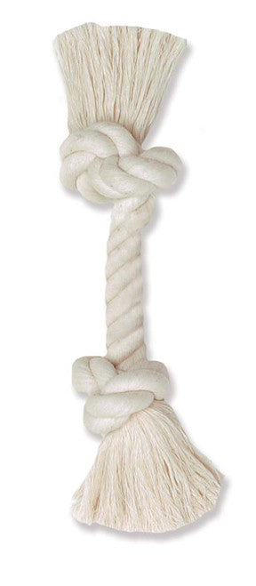 Mammoth 100% Cotton Rope Bone Dog Toy White 16in XL