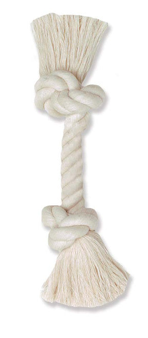 Mammoth 100% Cotton Rope Bone White 6in Mini - Dog