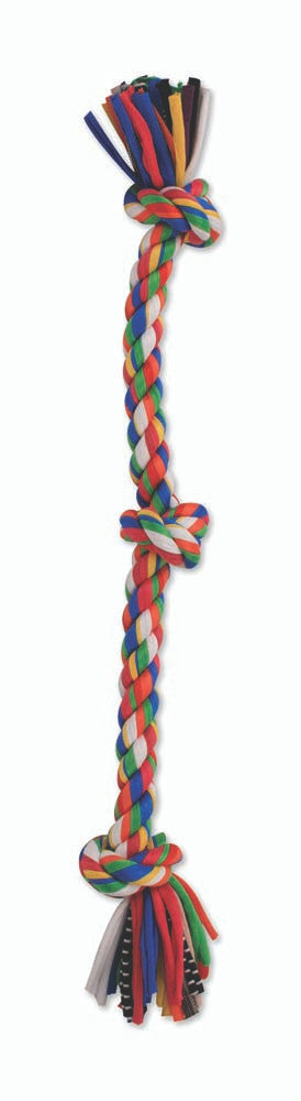 Mammoth Cloth Dog Toy Rope 3 Knot Tug Multi-Color 20in MD