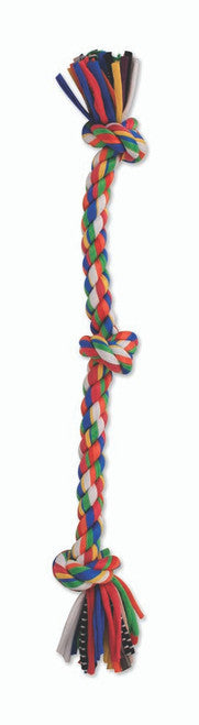 Mammoth Cloth Dog Toy Rope 3 Knot Tug Multi - Color 20in MD