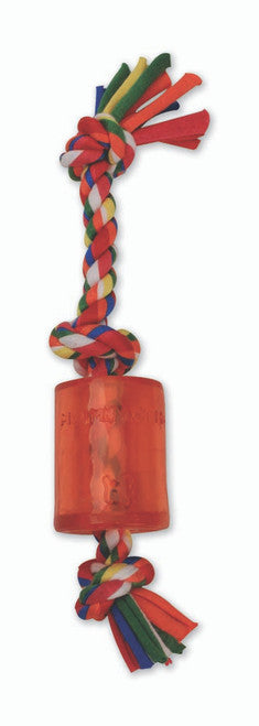 Mammoth Cloth Rope Dog Toy 3 Knot Tug with TPR Squeaker Multi - Color 10in SM
