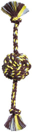 Mammoth Monkey Fist Ball Dog toy w/Rope Ends Brown/Yellow Colossal 25in