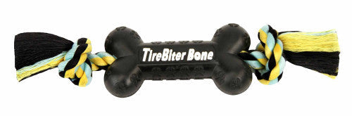 Mammoth TireBiter Bone w/Rope Dog Toy Multi - Color 16in LG