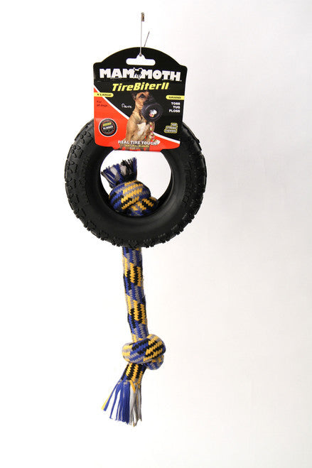 Mammoth Tirebiter II With Rope Dog Toy 7 inch