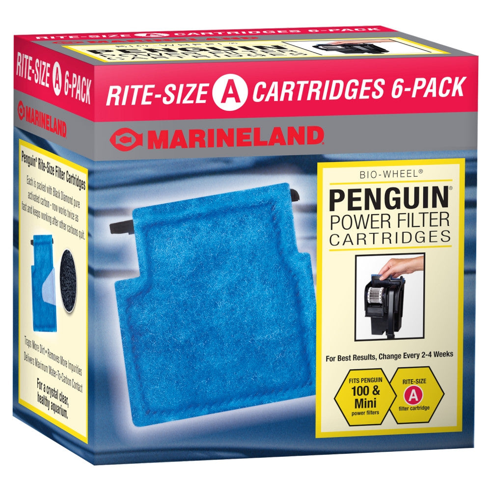 Marineland Replacement Cartridge for Penguin 100B, Mini, and 99B Power Filters Rite-Size A 6 Pack
