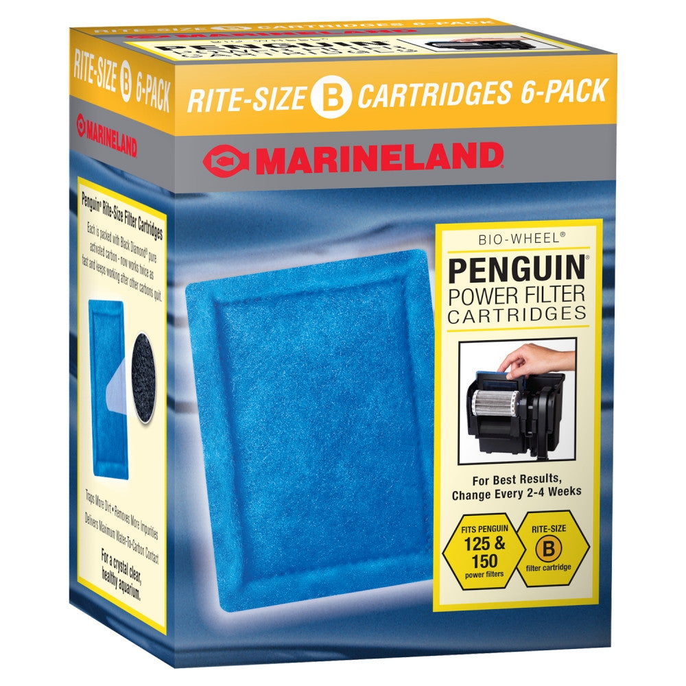 Marineland Replacement Cartridge for Penguin 150B, 110B, and 125B Power Filters Rite-Size B 6 Pack