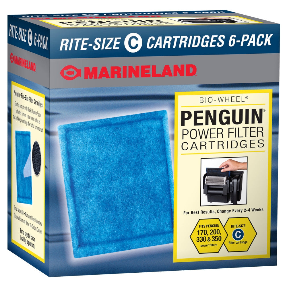 Marineland Replacement Cartridge for Penguin 200B, 350B, 170B, and 330B Power Filters Rite-Size C 6 Pack
