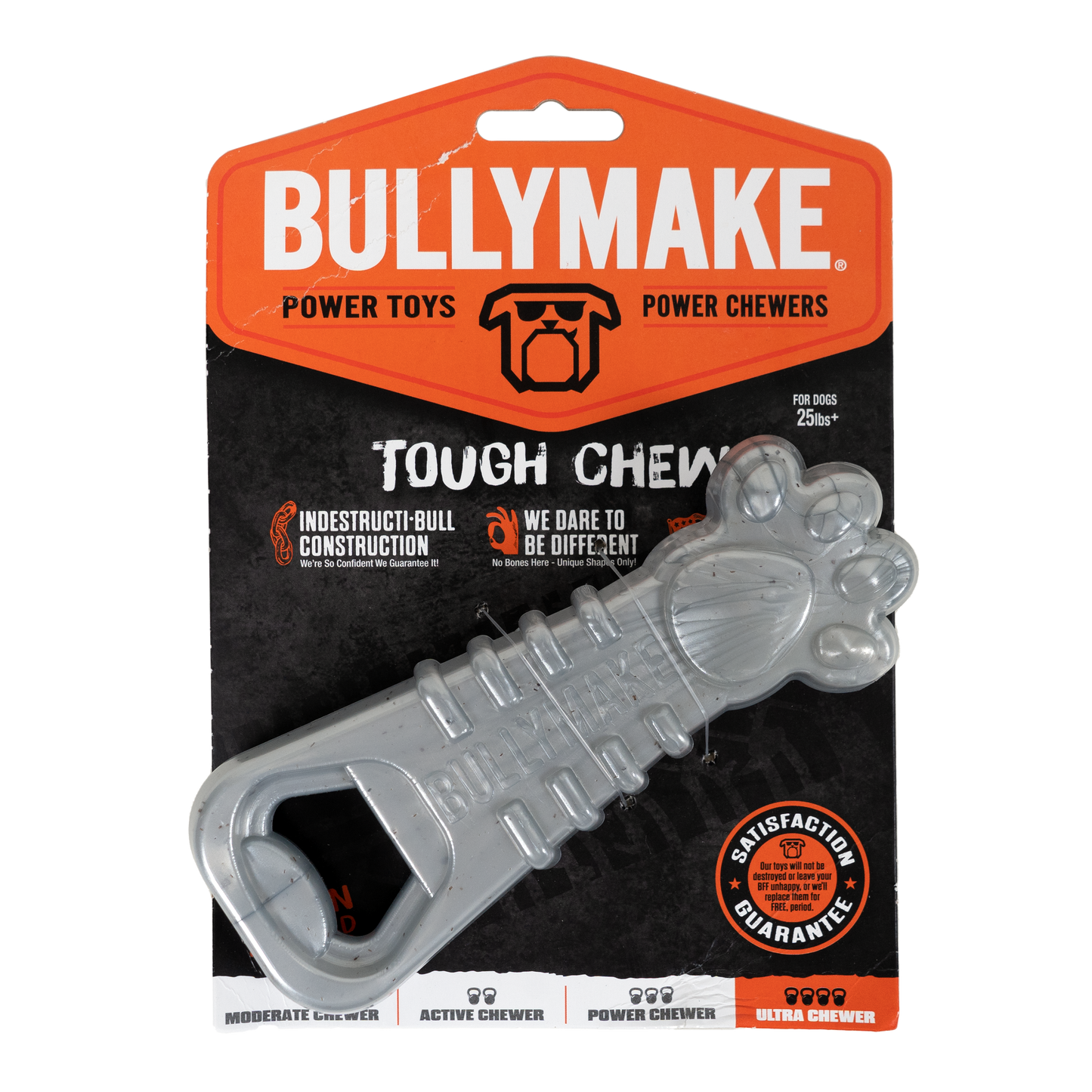 BullyMake Toss n' Treat Flavored Dog Chew Toy Paw Opener Chicken 669125001639