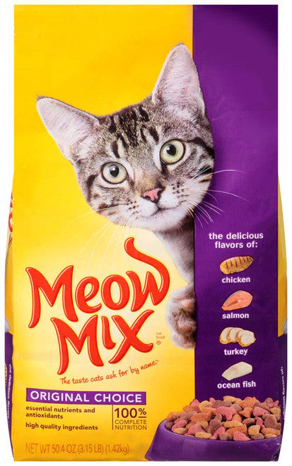 Meow - Mix Original Choice Dry Cat Food Chicken Turkey Salmon & Ocean Fish 3.15lb