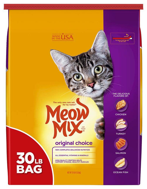 Meow - Mix Original Choice Dry Cat Food Chicken Turkey Salmon & Ocean Fish 30lb