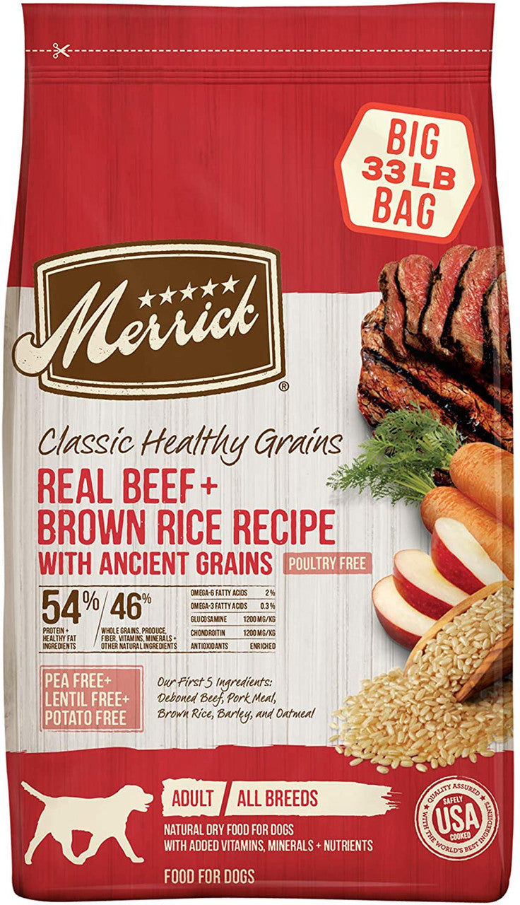 Merrick Classic Healthy Grains Real Beef Dry Dog Recipe 33 lb 022808353317