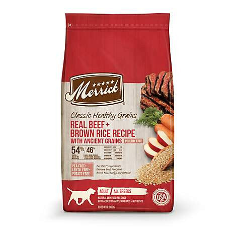 Merrick Classic Real Beef And Brown Rice With Ancient Grains Dry Dog Food-12-lb-{L+1x} 022808353126