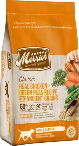 Merrick Classic Real Chicken + Green Peas Recipe with Ancient Grains 4lb C=6 {L-1} 295283 022808353034