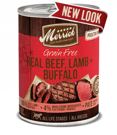 Merrick Grain Free 96% Real Beef/Lamb/Buffalo Recipe 12/12.7oz {L - 1x} 295845 - Dog